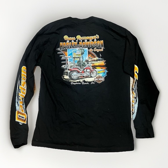 Harley Davidson Black Long Sleeve T-Shirt, Daytona Beach, Florida, Men's XL - Picture 3 of 9